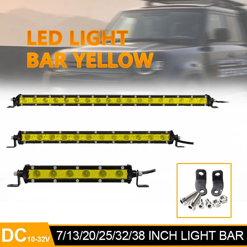 25 inch single row LED light bar with aluminium housing and mounting brackets