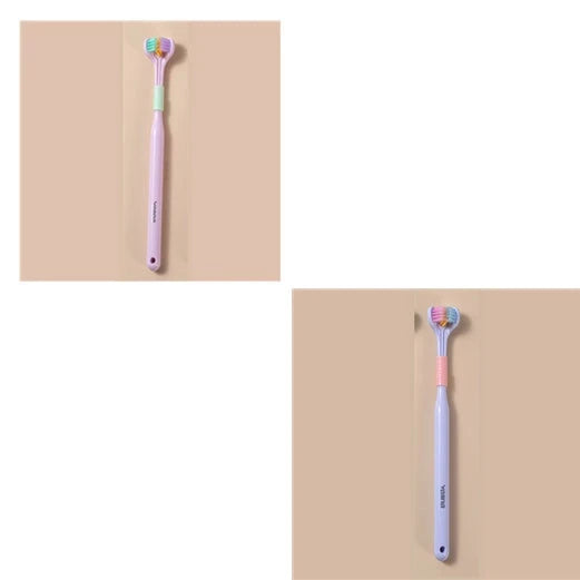 3-in-1 Soft Bristle Toothbrush with Tri-Sided Brush Head and Temperature-Responsive Bristles