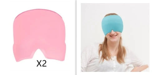 Soothing ice gel eye mask for headache relief, featuring a cooling gel pack and premium elastic cloth for a comfortable fit