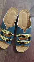 Men's Roman style platform sandals in artificial PU, showing flat rubber sole and metal detail.