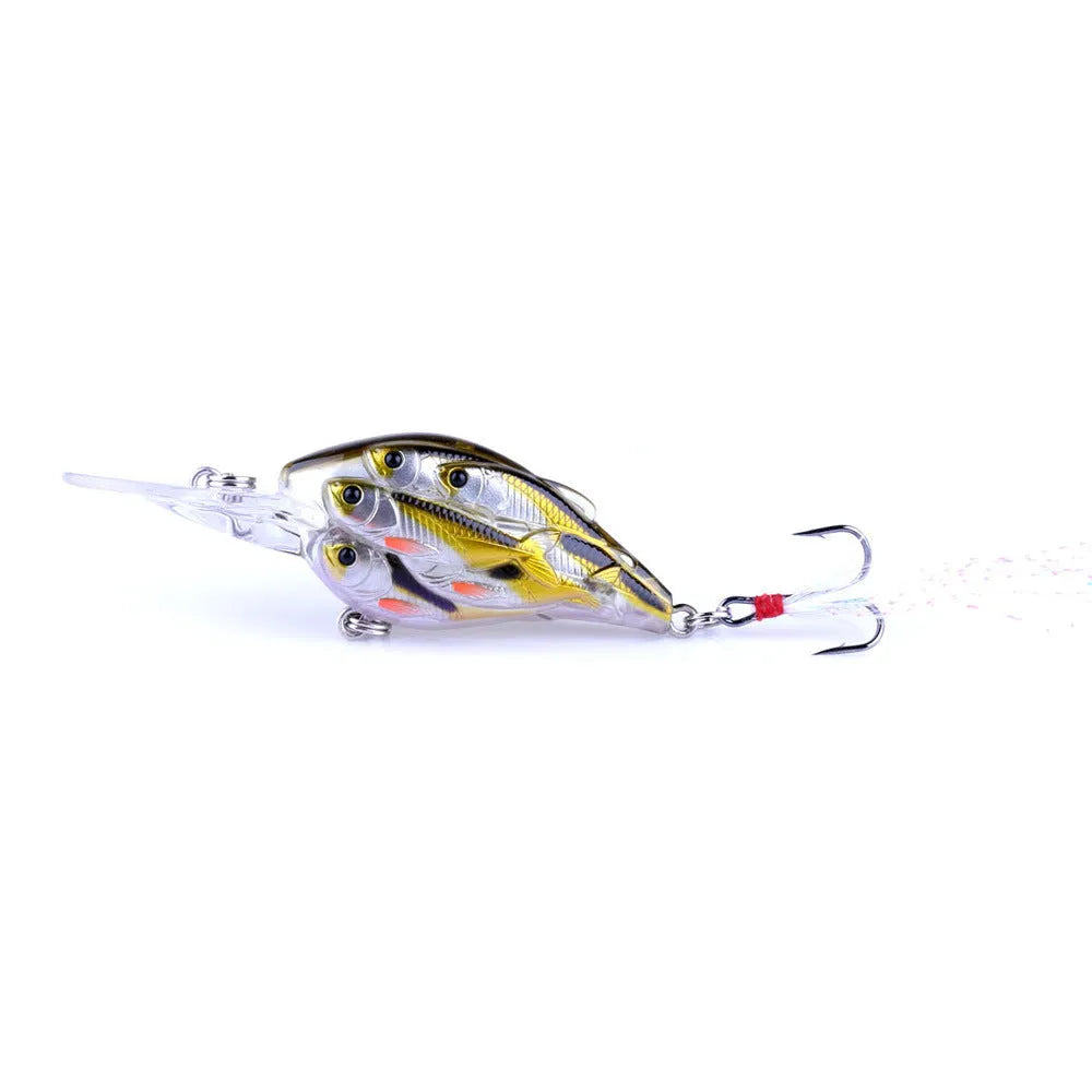 7.5cm sea fishing hard bait lure with fish feather hook in various colour options