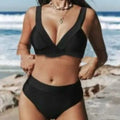 Women's solid colour polyester blend bikini set in slim-fit design