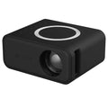 YT300 portable mini projector in black or white with compact design showing connectivity ports and remote control