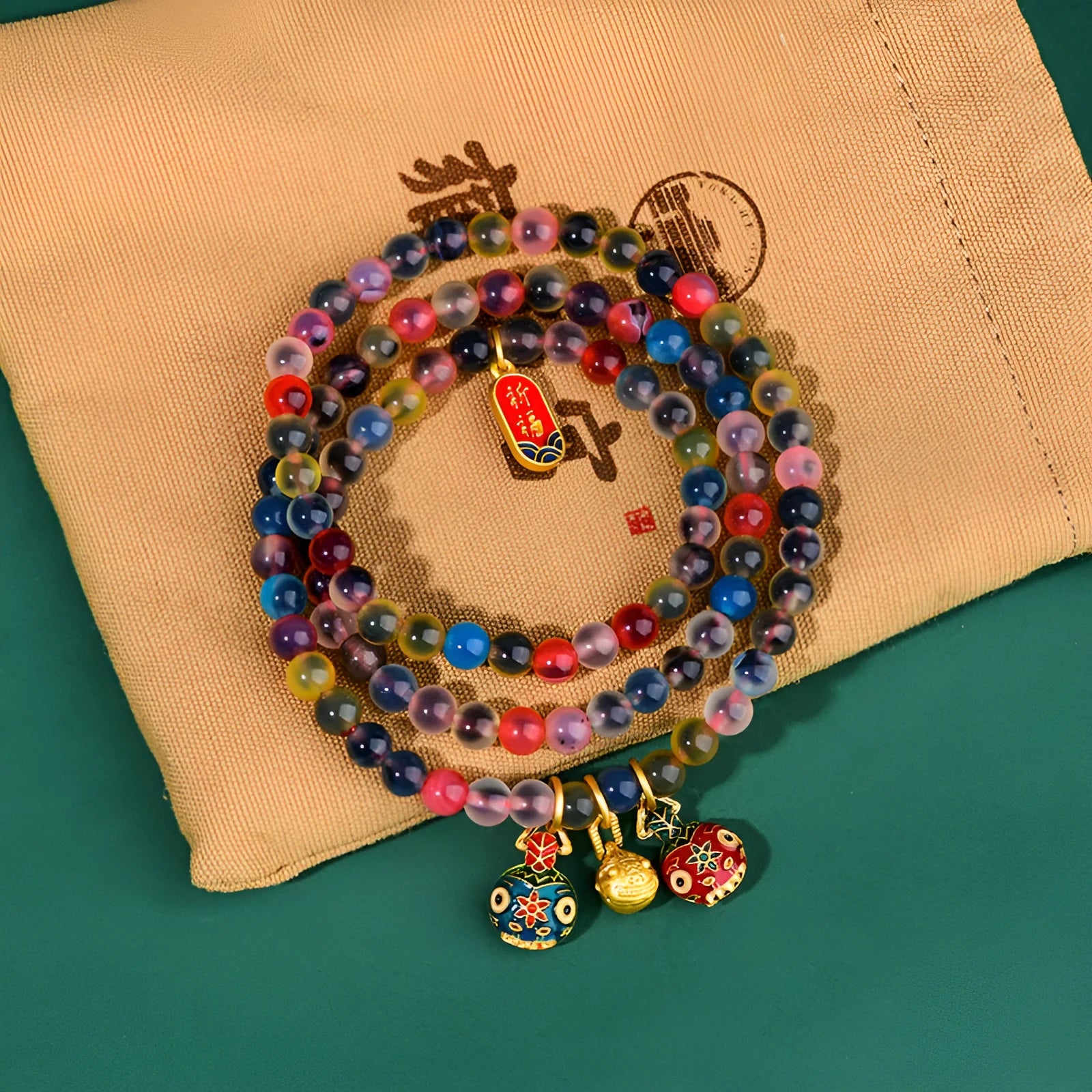 Dzogchen half pond agate bracelet with sugar heart fragrant grey coloured glaze and swallowing gold beast details