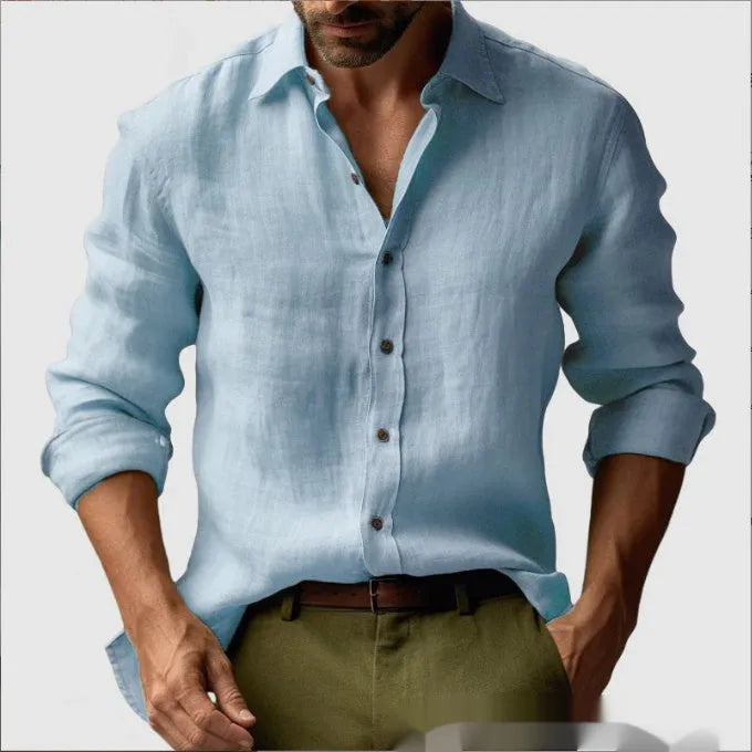 Man wearing a floral print digital print casual cardigan shirt in a polyester blend fabric.