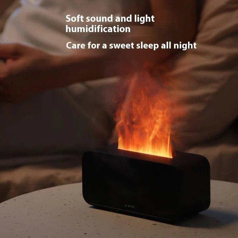 Versatile aroma diffuser with flame-like lighting effect, delicate mist, and aromatherapy capabilities for a soothing home environment