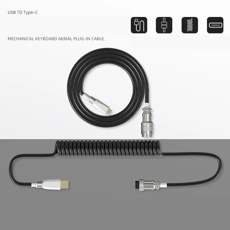 Type-C detachable mechanical keyboard cable in various colours with 2 metre length
