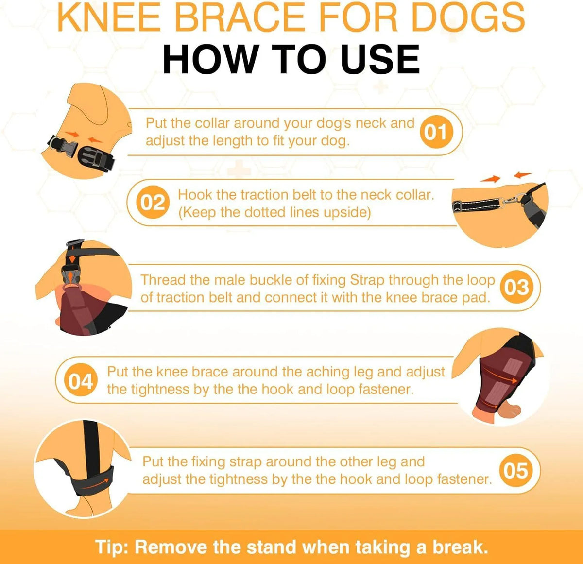 Dog leg protector knee brace with auxiliary belt elastic bandage for joint support