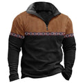 Retro patchwork design polo shirt with zip front in cotton blend fabric.