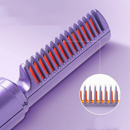 Cordless Hair Straightening and Curling Brush with 3D Teeth, Fast Heating, and Negative Ion Technology for Salon-Quality Styling Anywhere