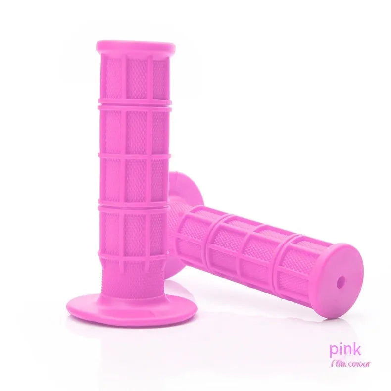 Pair of solid colour rubber motorcycle handlebar grip covers showing 22mm diameter, displayed in available colours.