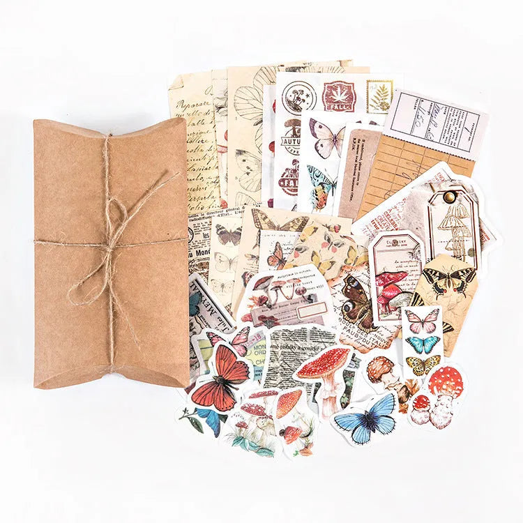 Retro room hand account material set with 6 styles 30 patterns and DIY pillow box packaging
