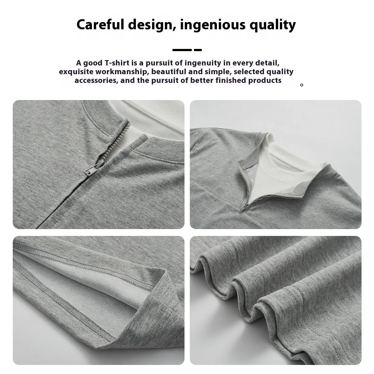 Women's loose patchwork top in solid colour with zip false two-piece design