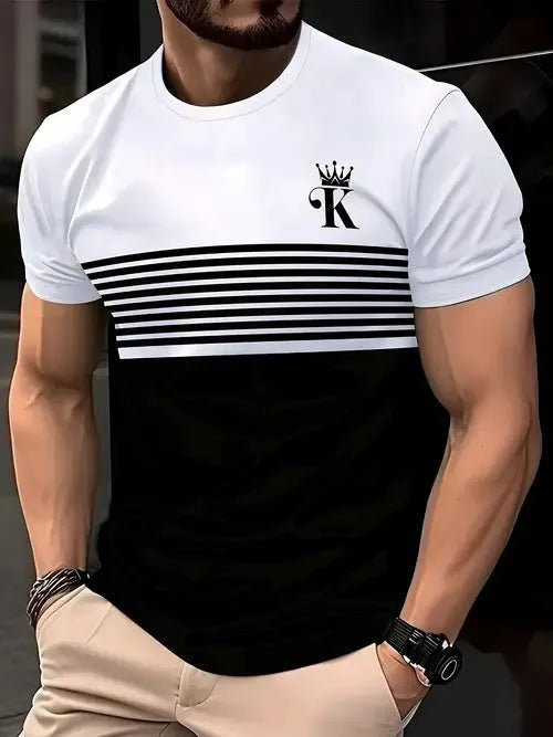 Men's loose casual short sleeve T-shirt in polyester available in multiple colours and sizes