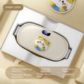 Rechargeable stomach heating pad with 2000mAh battery, adjustable 45-65°C heat, ABS flannel construction in cute cat beige