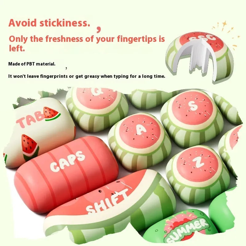 Watermelon theme mechanical keyboard key caps set with five-sided sublimation printing on PBT plastic