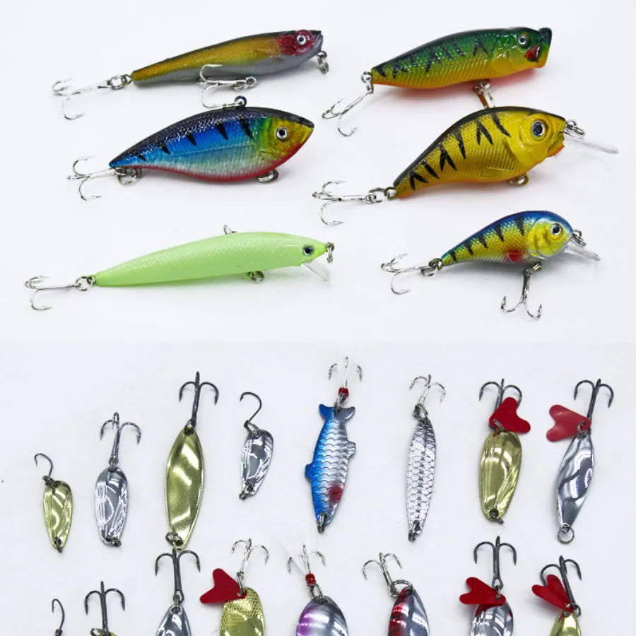 132 piece multifunctional fishing lure set with high carbon steel hooks in storage container