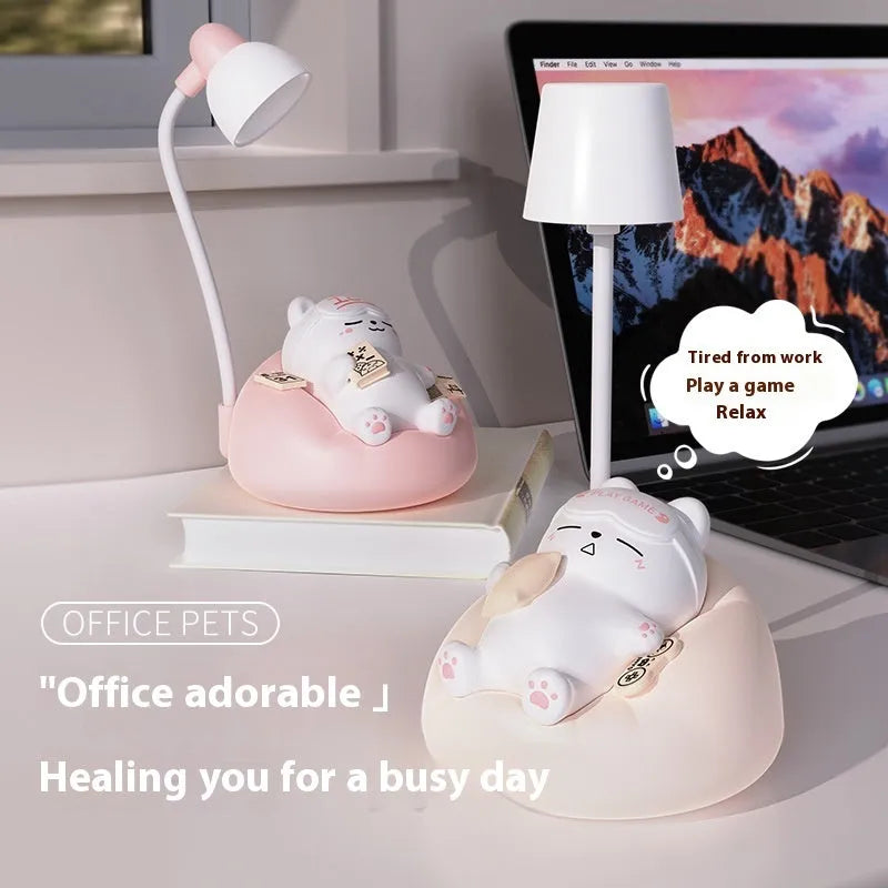 Creative sleeping cat small night lamp USB charging ABS PVC material