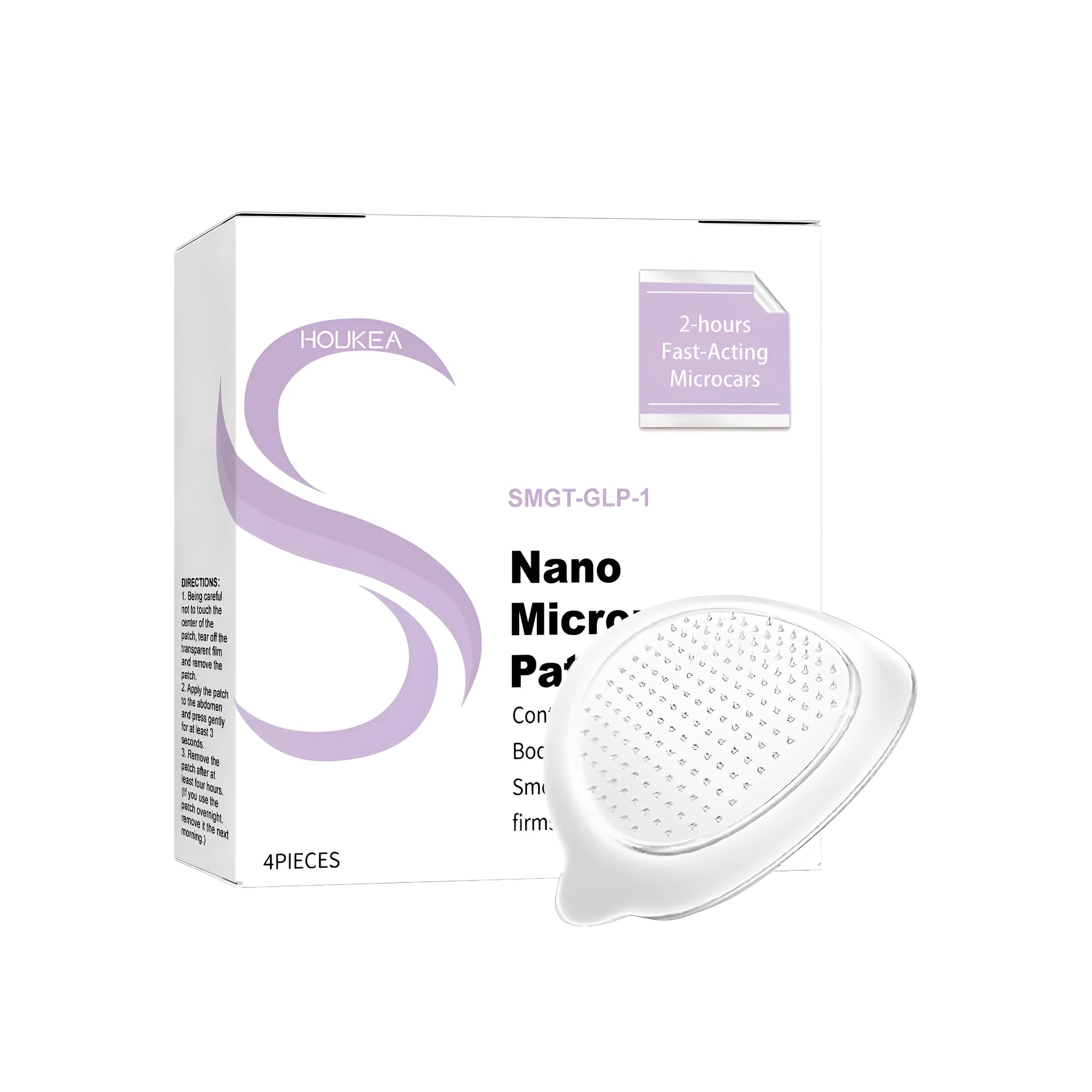 Four transparent nano microneedle hydrogel patches for facial skin application