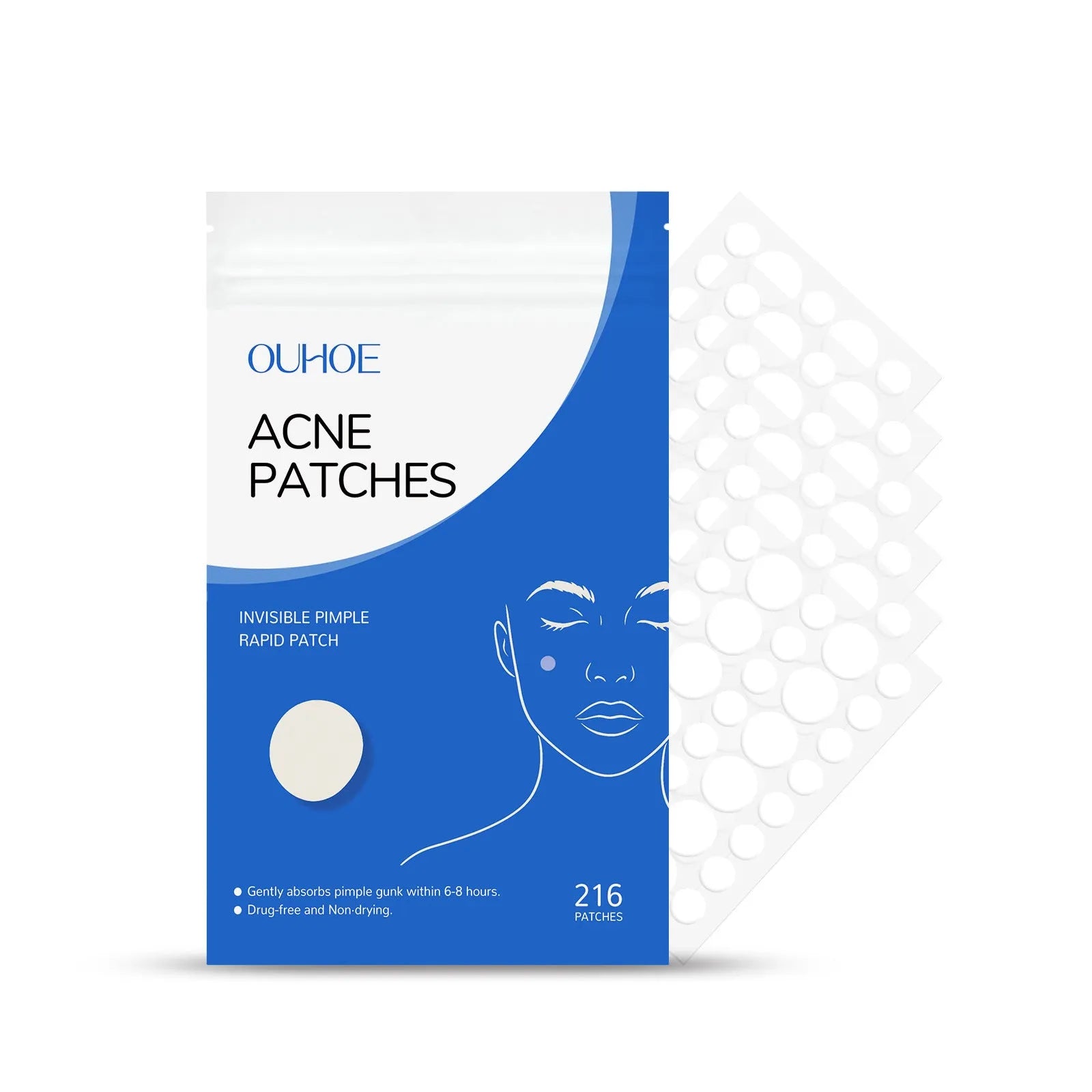 216-count acne patches with tea tree oil and vitamin E for facial blemish care