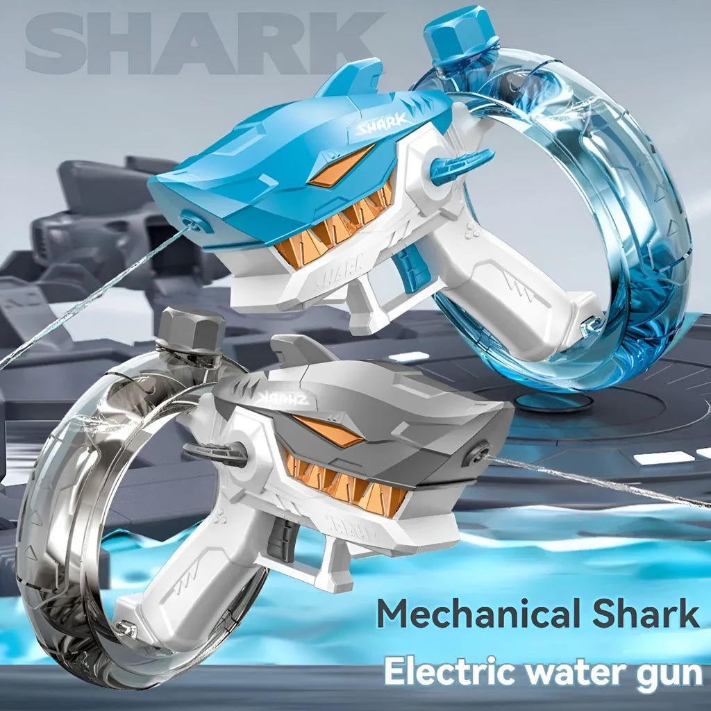 Blue shark electric water gun toy with automatic continuous firing system for children's water play