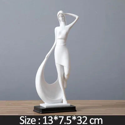 Nordic minimalist abstract resin sculpture figure statue in sub-white smart dancer finish for home decoration