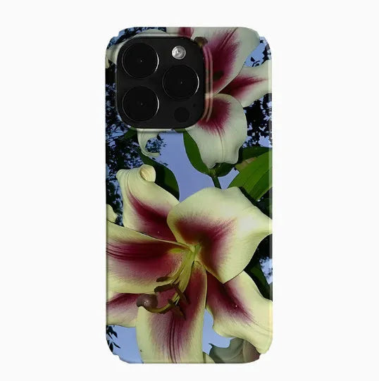 Dark Night Flower retro art design iPhone case in glossy, frosted and smooth finish options