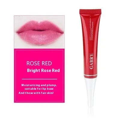 Vermilion lip gloss tube showing five colour shades: pink, orange red, bright rose red, rose red, seashell.