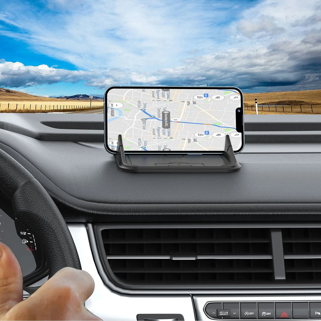 Silicone automobile phone holder in Peak-X5 colour mounted on car dashboard