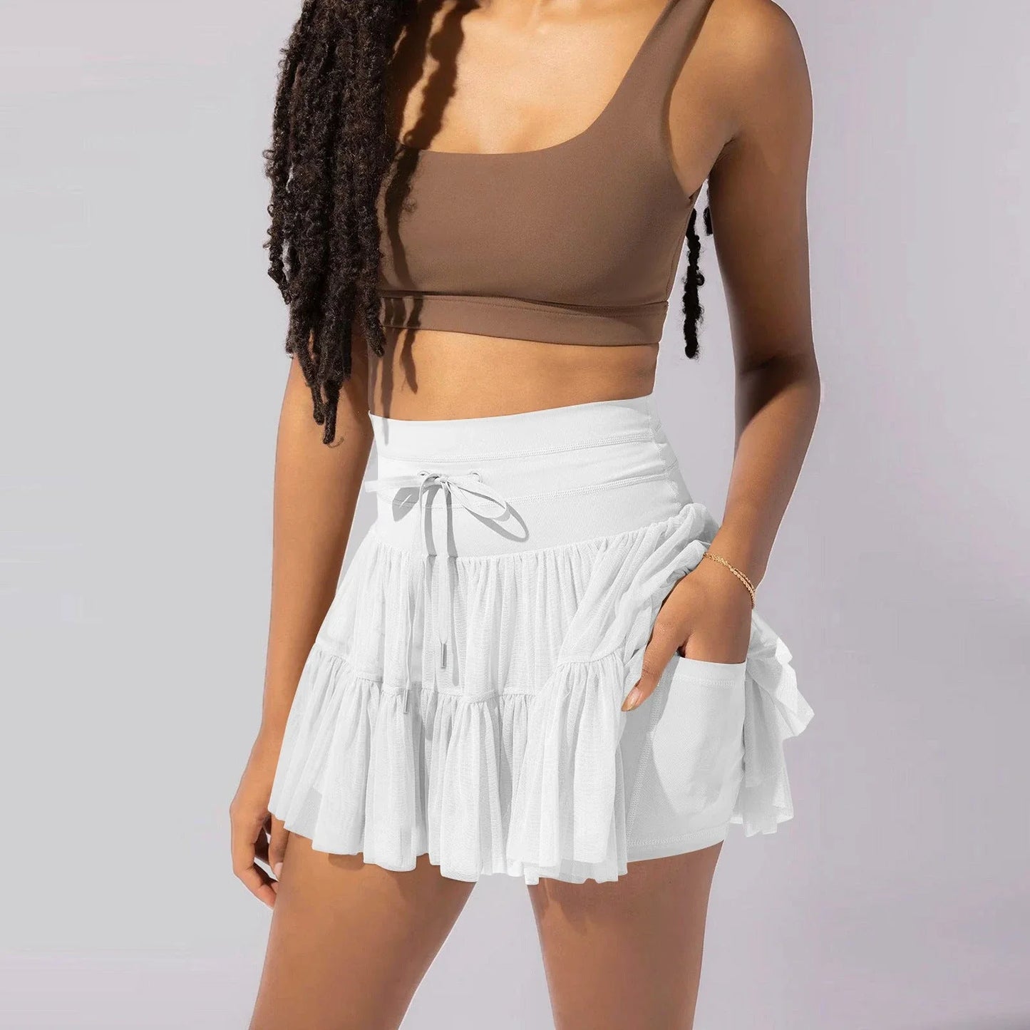 High-Waist Pleated Skirt with Lace-up Design - Stylish and Comfortable Women's Clothing