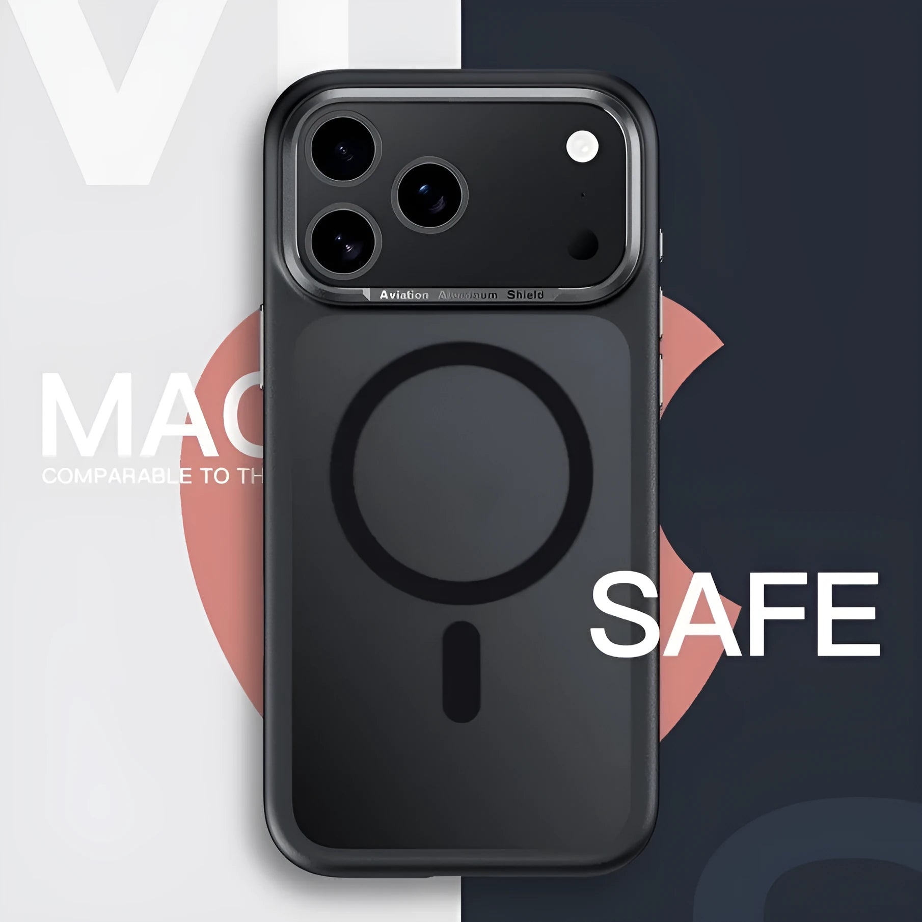 Frosted magnetic iPhone 17 phone case shown in multiple colours including black, white, and desert gold.