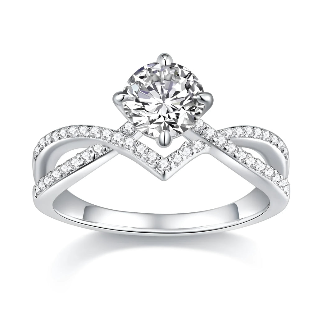 Sacred Vow wedding ring set with 2-carat moissanite in S925 silver with platinum plating, sizes 5-9, gift box and GRA certificate