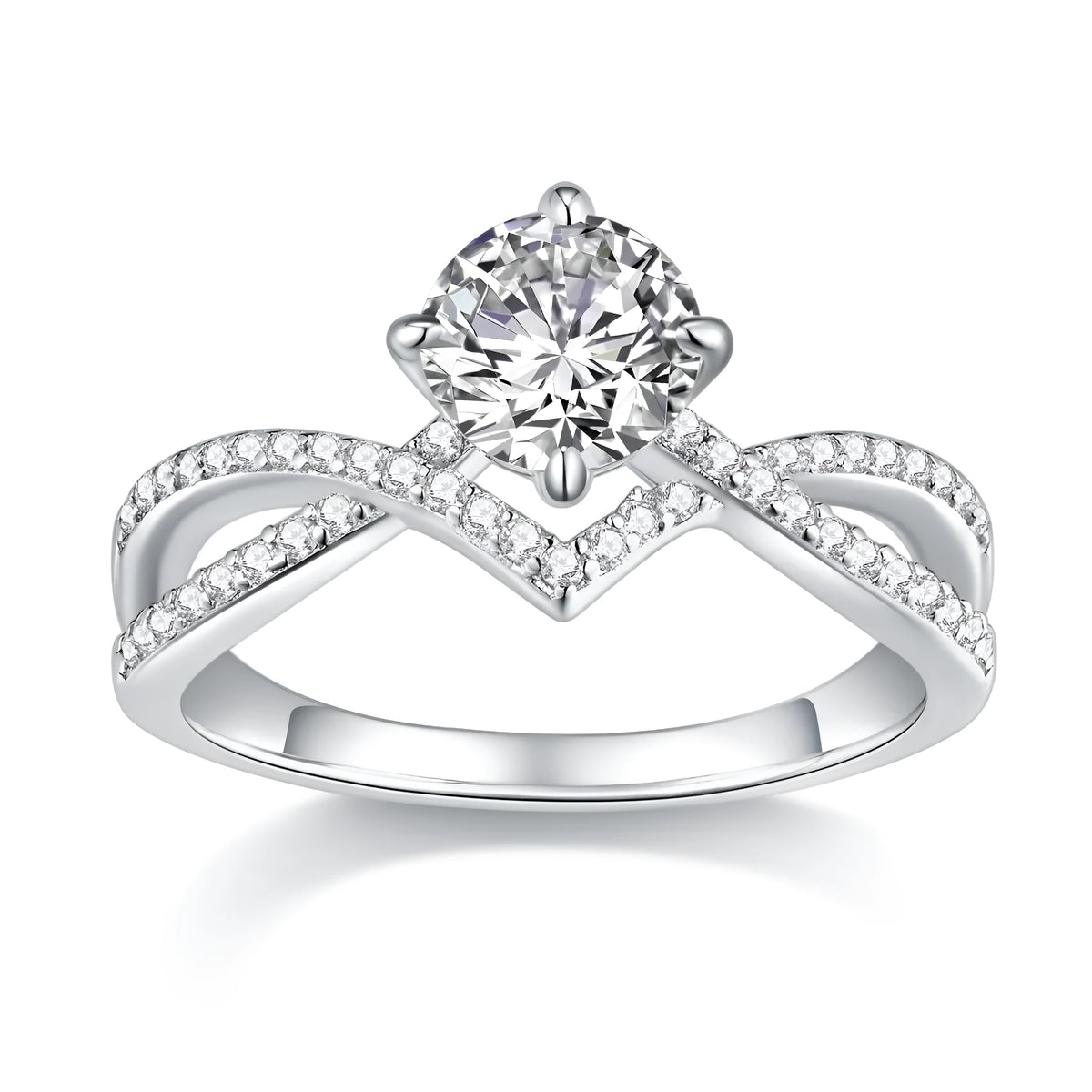 Sacred Vow wedding ring set with 2-carat moissanite in S925 silver with platinum plating, sizes 5-9, gift box and GRA certificate