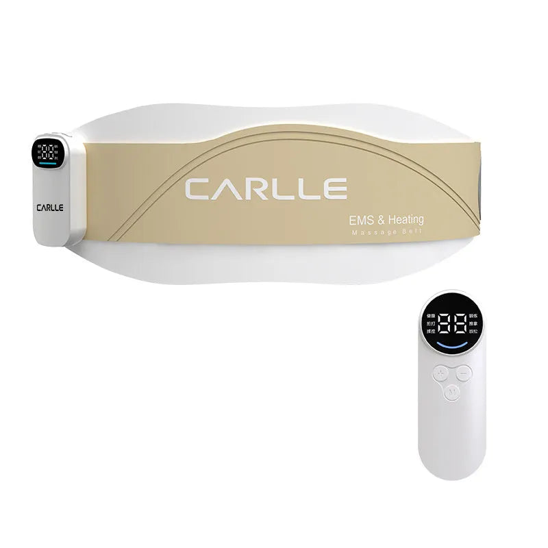 Beige micro current red light heating waist support belt with remote control and USB cable