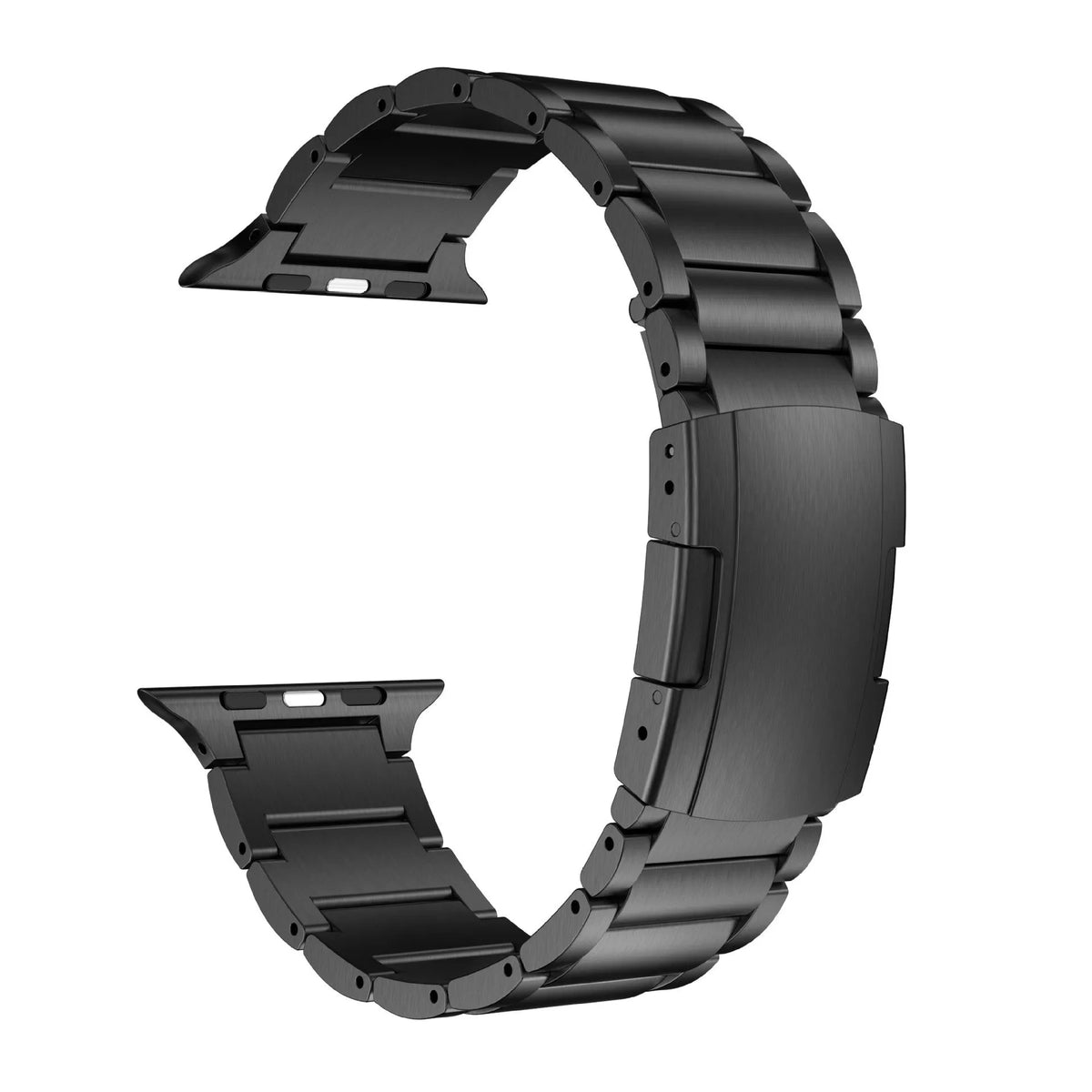 Titanium alloy Apple Watch replacement strap with folding buckle in black or silver