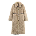 Women's khaki long overcoat, spandex main fabric, general version, elegant style, sizes XS to L