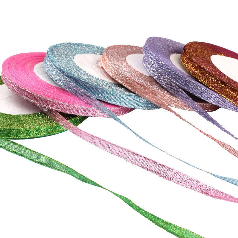 Polyester gift wrapping ribbon roll in selected colour, 0.6cm width, 22 metres long