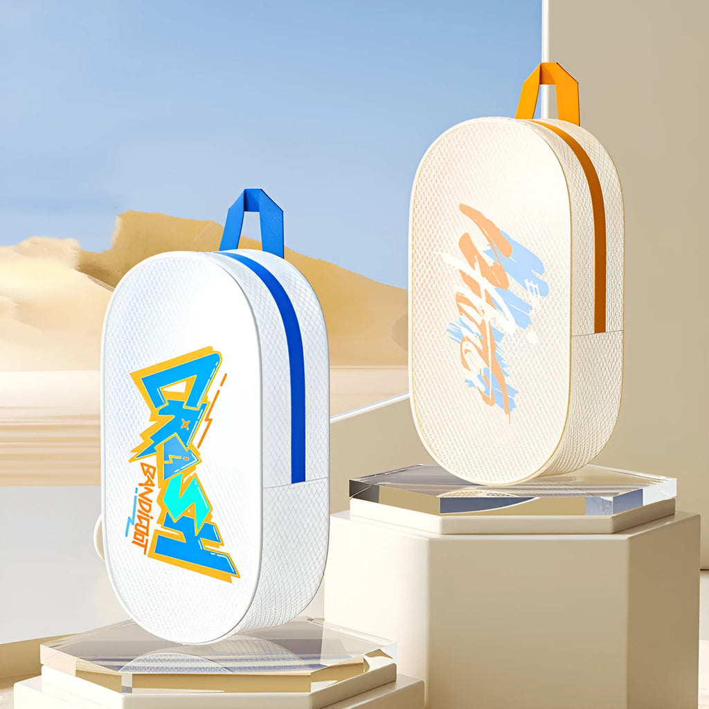 Waterproof EVA swimming storage bag in orange, available in 3 litre and 7 litre capacity sizes.