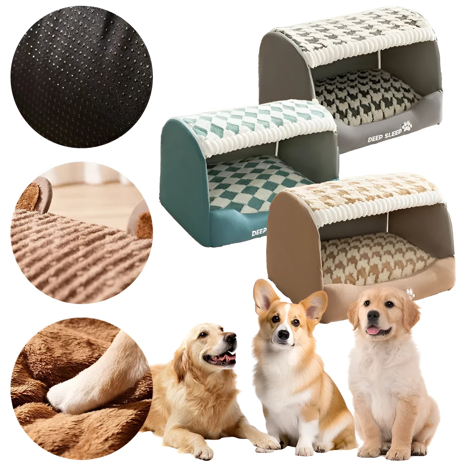 Three-dimensional bear-shaped dog kennel with removable nest in multiple colour options