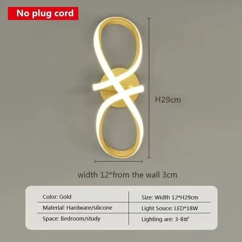 Bedside wall lamp with silicone shade, 10cm by 29cm, 220V, in black, gold, or white