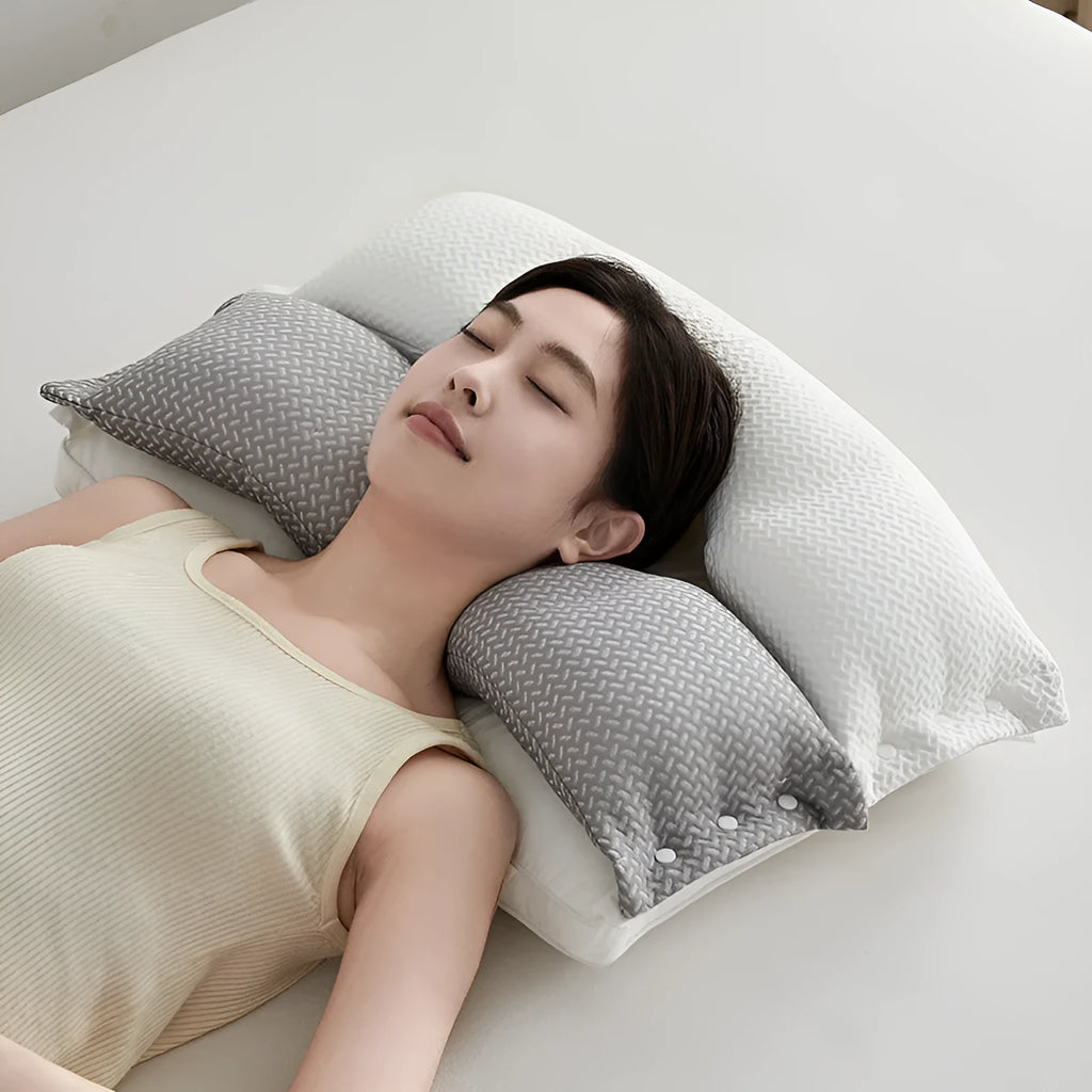 Double-layer cervical support pillow, 40x60cm, chemical fibre, low medium or high loft, adult household sleeping pillow
