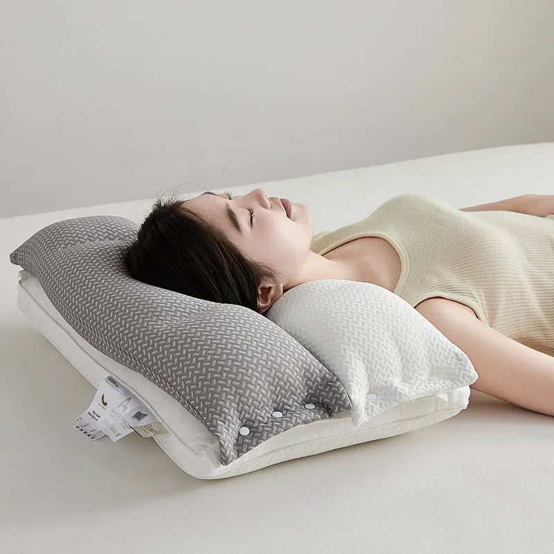Double-layer cervical support pillow, 40x60cm, chemical fibre, low medium or high loft, adult household sleeping pillow
