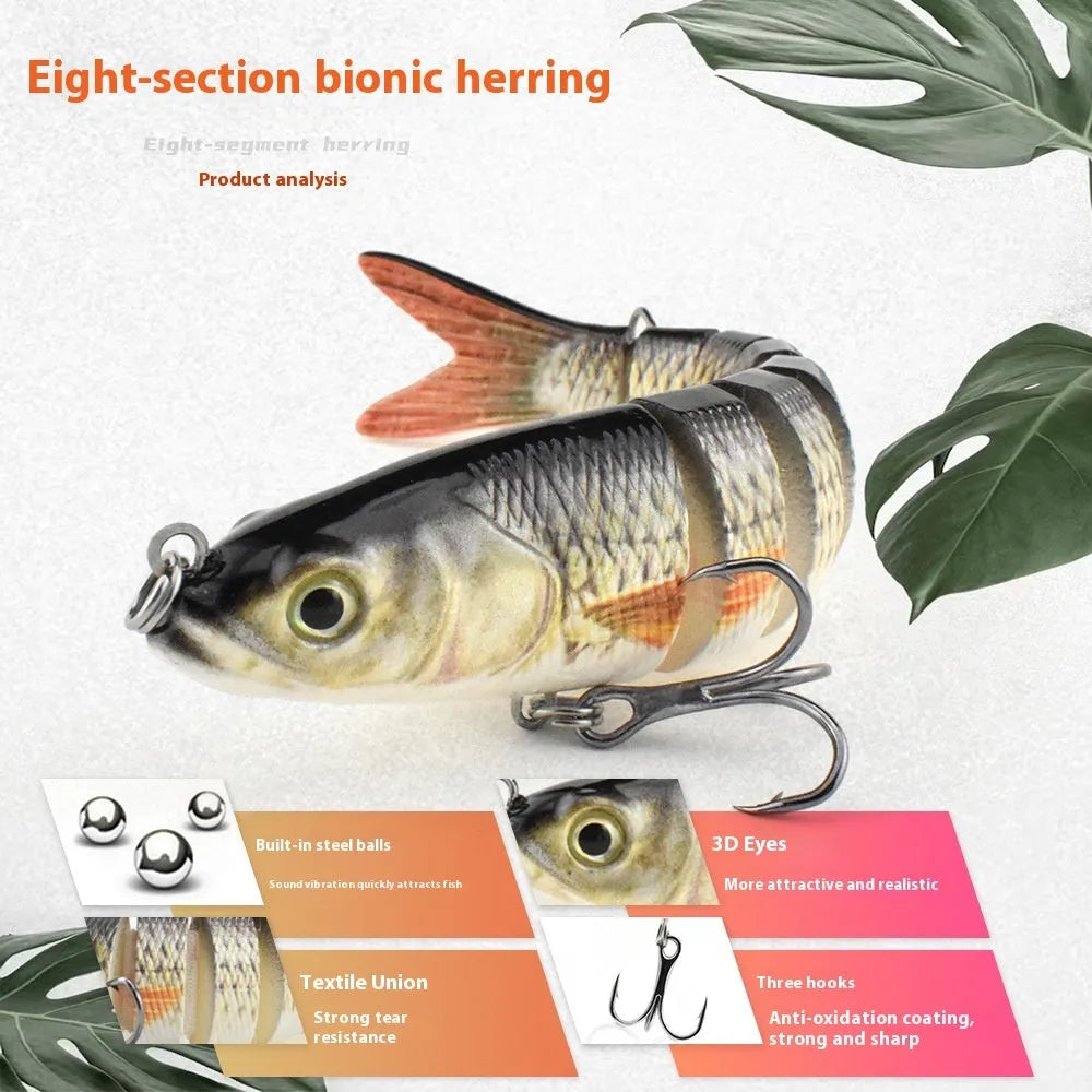 Available Eight hard plastic fishing lure, 133mm long, 203g weight, shown in one of 11 available colour options.