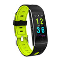 F10T smart bracelet for body temperature monitoring on a wrist, showing its 0.96-inch screen and silicone strap.