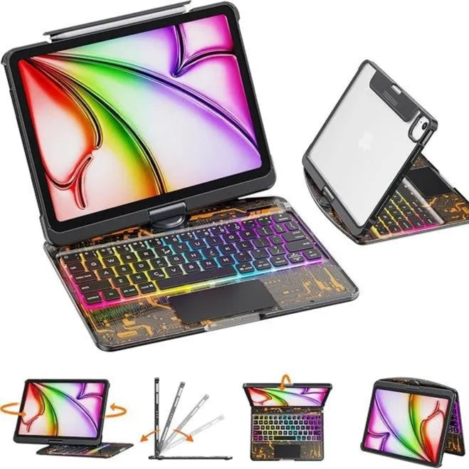 Transparent rotating keyboard protective case for Apple iPad Air 5 tablet in multiple colour options
