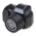 Black retro mini camera with screen displaying 1080p HD video recording capability