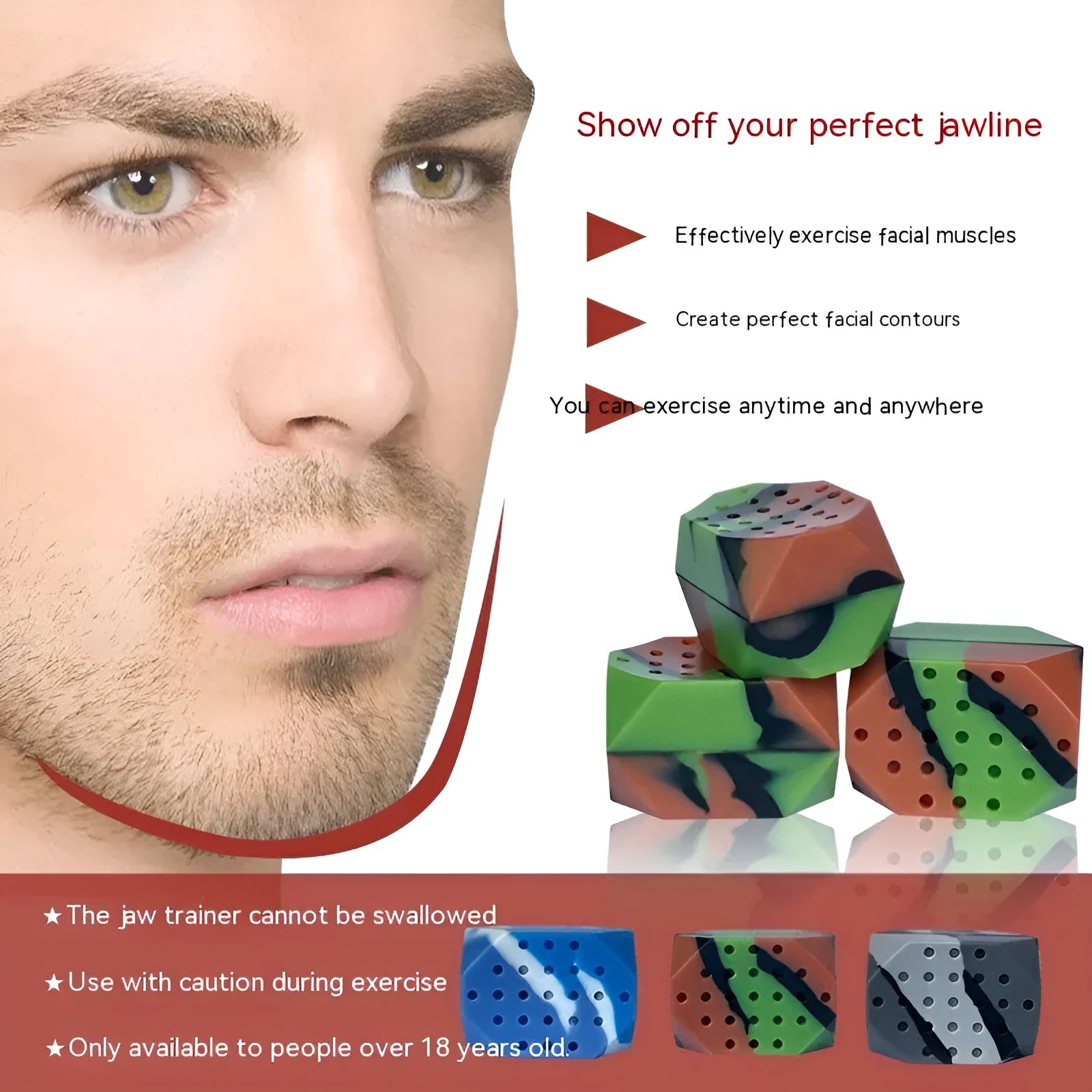 Camouflage pattern silicone jaw exercise ball trainer for facial muscle fitness