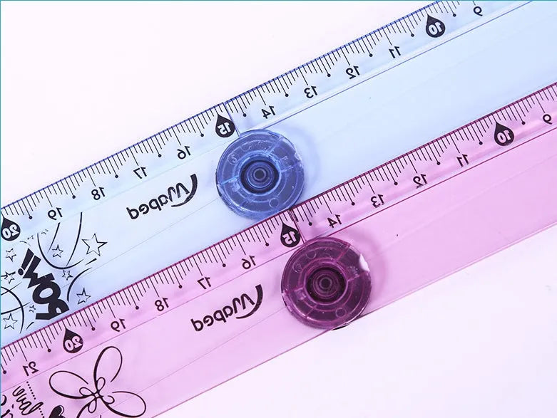 30cm folding ruler with widened rotary design in blue colour option
