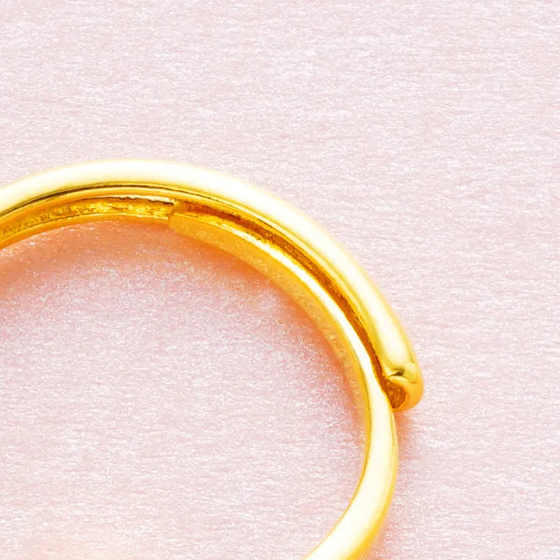Women's Vietnam placer gold zircon ring with adjustable opening in six colour options