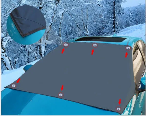 Magnetic car windshield snow frost block 210x120 cm polyester silver back cover with 6 magnets